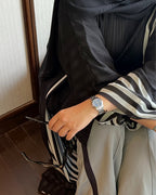 Thin stripes chiffon abaya