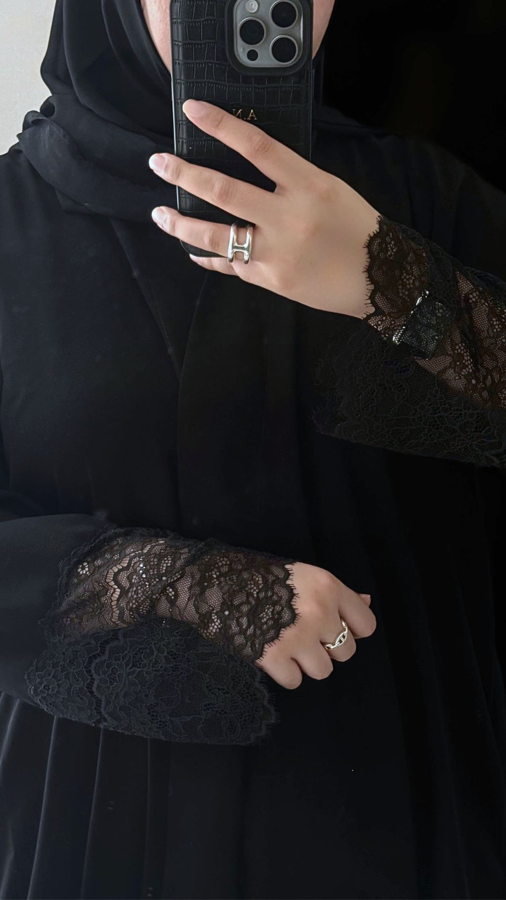 Sleeves lace abaya